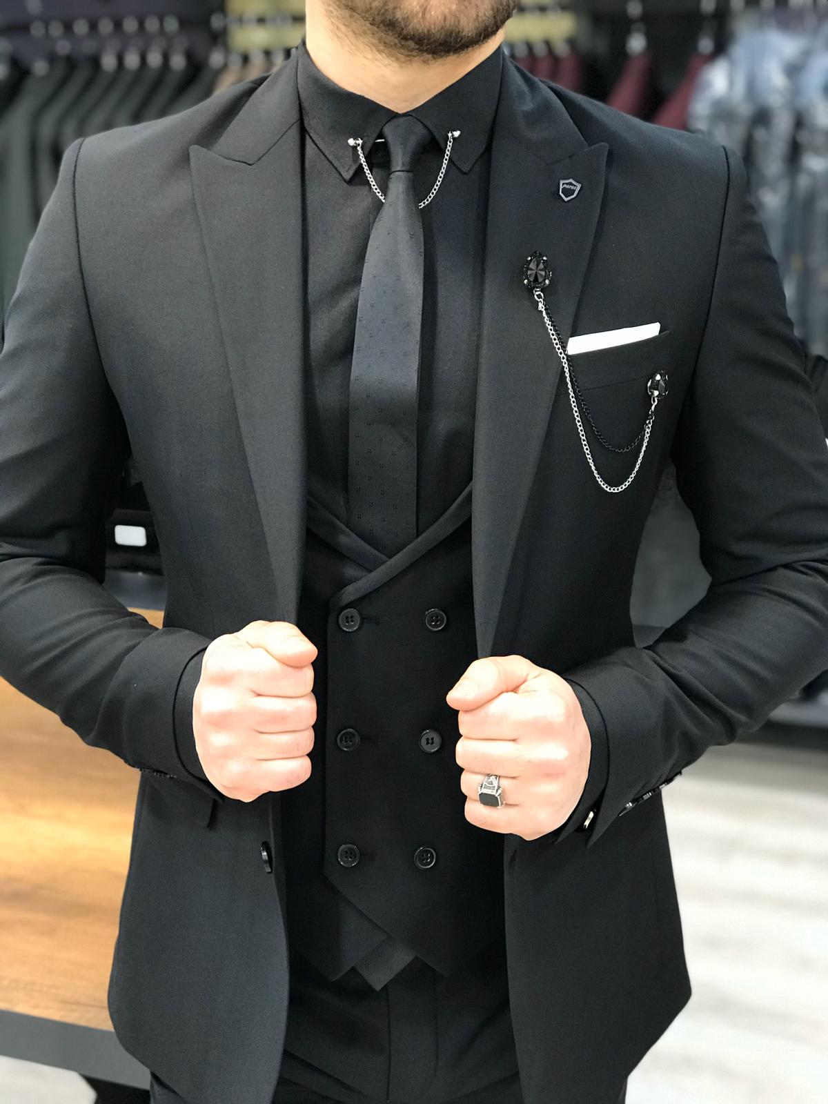 Vental Black Slim Fit Suit 2 