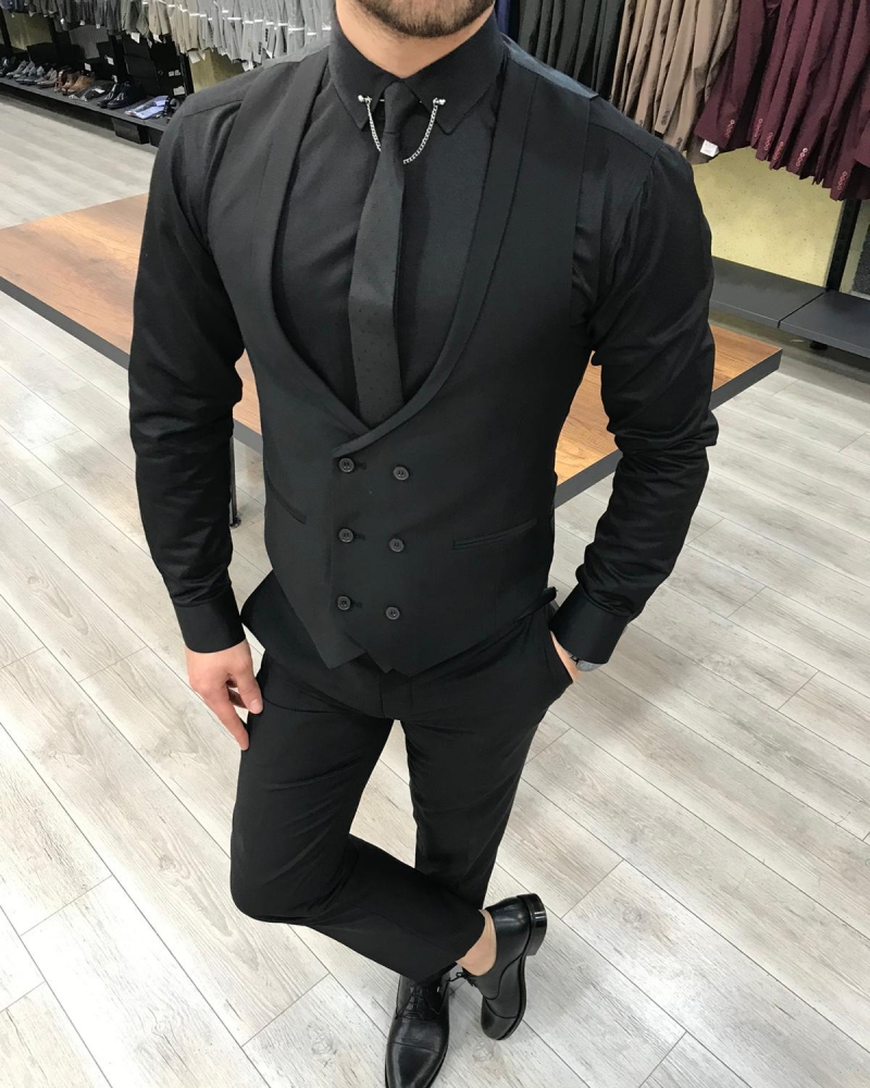 Black Slim Fit Suit by GentWith.com with Free Worldwide Shipping
