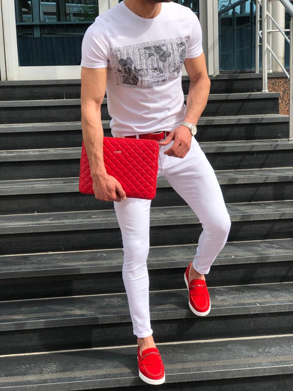 Buy White Slim Fit Designer T-Shirt by GentWith.com with Free Shipping