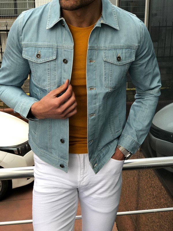 Mens Blue Slimfit Denim Jacket