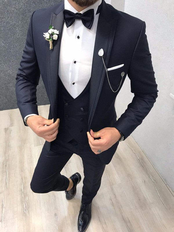 Buy Navy Blue Slim Fit Tuxedo by GentWith.com with Free Shipping