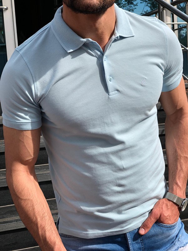 Buy Blue Slim Fit Polo Shirt by GentWith.com with Free Shipping