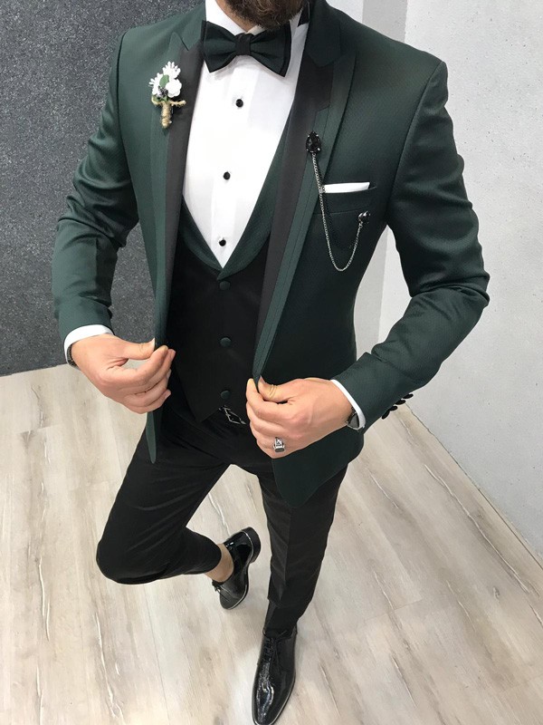 Green Slim Fit Tuxedo by GentWith.com with Free Shipping