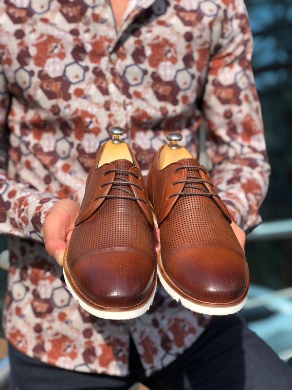 Brown Laced Cap Toe Oxford by GentWith.com with Free Shipping