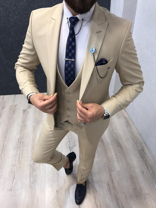 Buy Beige Slim Fit Suit by GentWith.com with Free Shipping