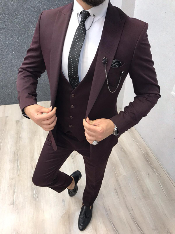 Claret Red Slim Fit Suit by GentWith.com with Free Shipping