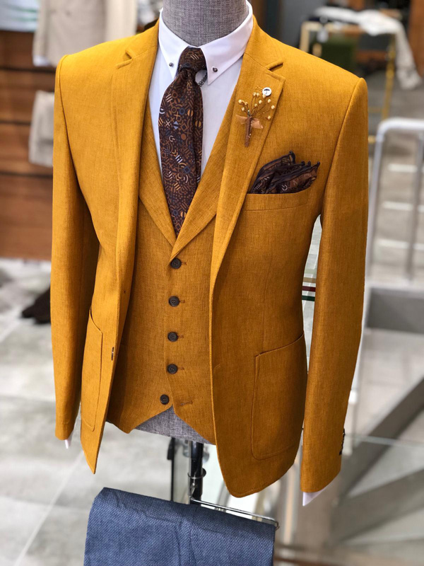 Mustard Slim Fit Suit by GentWith.com with Free Shipping