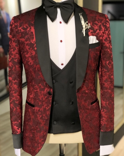 Buy Claret Red Slim Fit Tuxedo by GentWith.com with Free Shipping