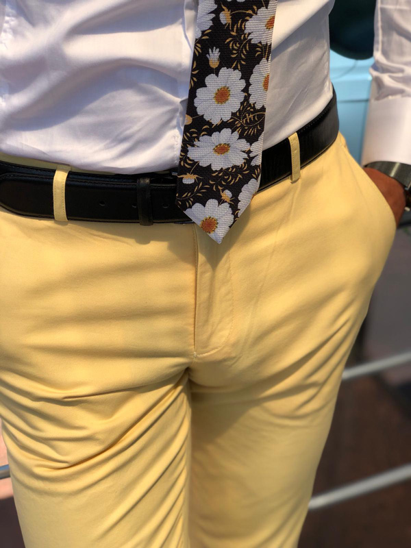 Yellow Slim Fit Dress Pants by GentWith.com with Free Shipping