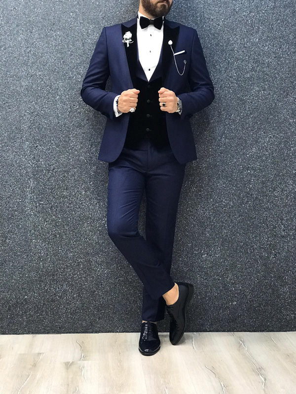Buy Navy Blue Slim Fit Tuxedo by GentWith.com with Free Shipping