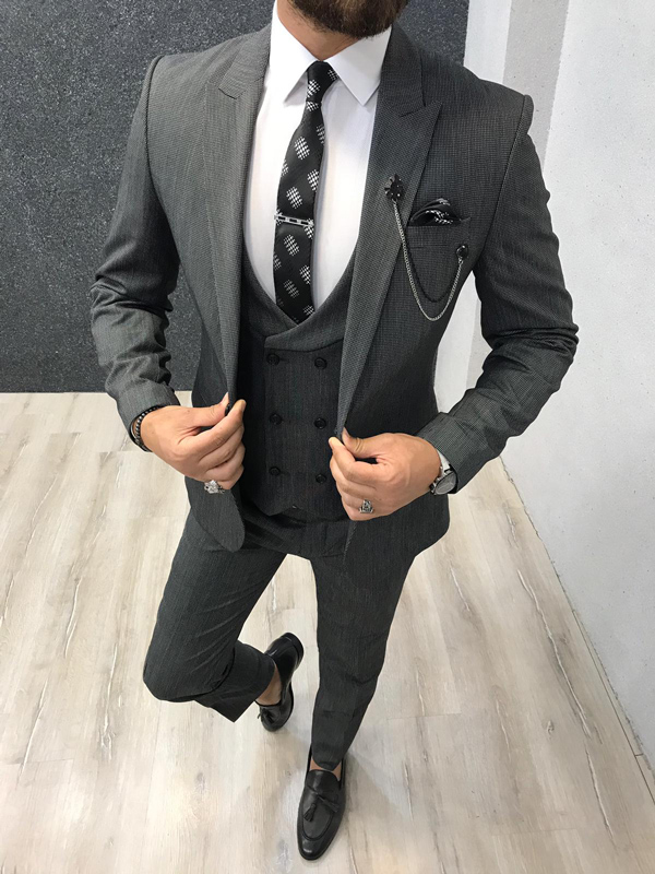 Buy Gray Slim Fit Wool Suit by GentWith.com with Free Shipping