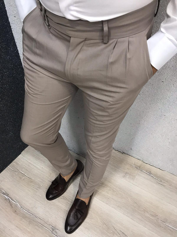 Buy Beige Slim Fit Dress Pants by GentWith.com with Free Shipping