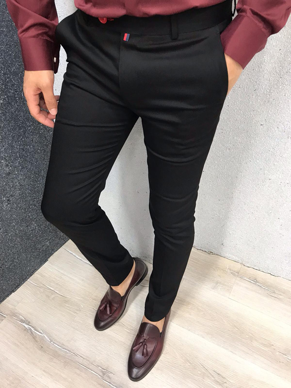 Buy Black Slim Fit Dress Pants by GentWith with Free Shipping