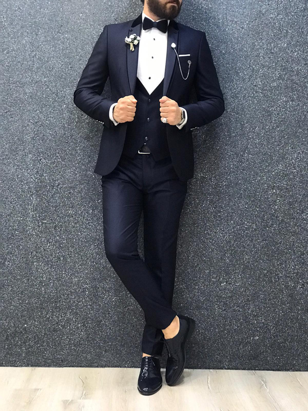 Buy Navy Blue Slim Fit Tuxedo by GentWith.com with Free Shipping