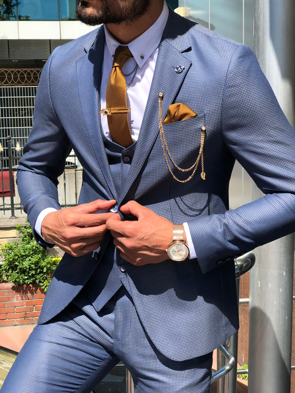 Blue Slim Fit Suit by GentWith.com with Free Shipping