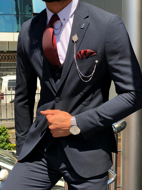 Dark Blue Slim Fit Suit by GentWith.com with Free Shipping