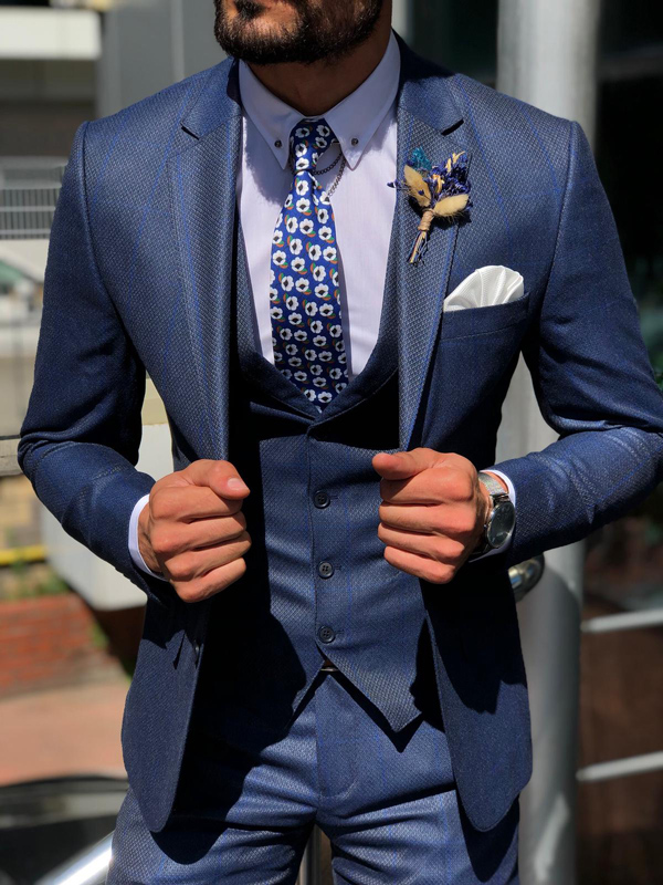 Navy Blue Slim Fit Suit by GentWith.com with Free Shipping