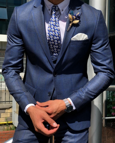 Beige Slim Fit Peak Lapel Suit by GentWith.com | Worldwide Shipping