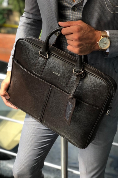 Brown Leather Briefcase by GentWith.com with Free Shipping