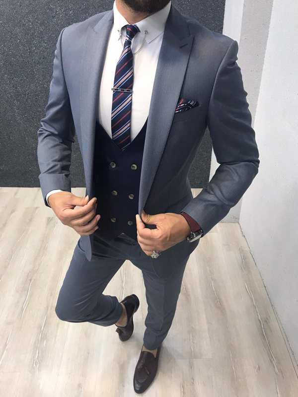 Buy Blue Slim Fit Wool Suit by GentWith.com with Free Shipping