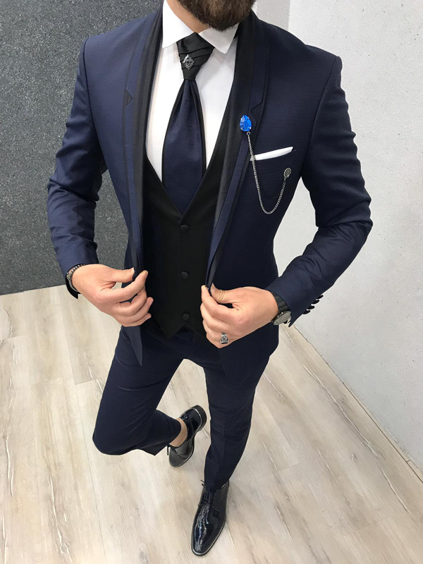 Navy Blue Slim Fit Tuxedo by GentWith.com with Free Shipping