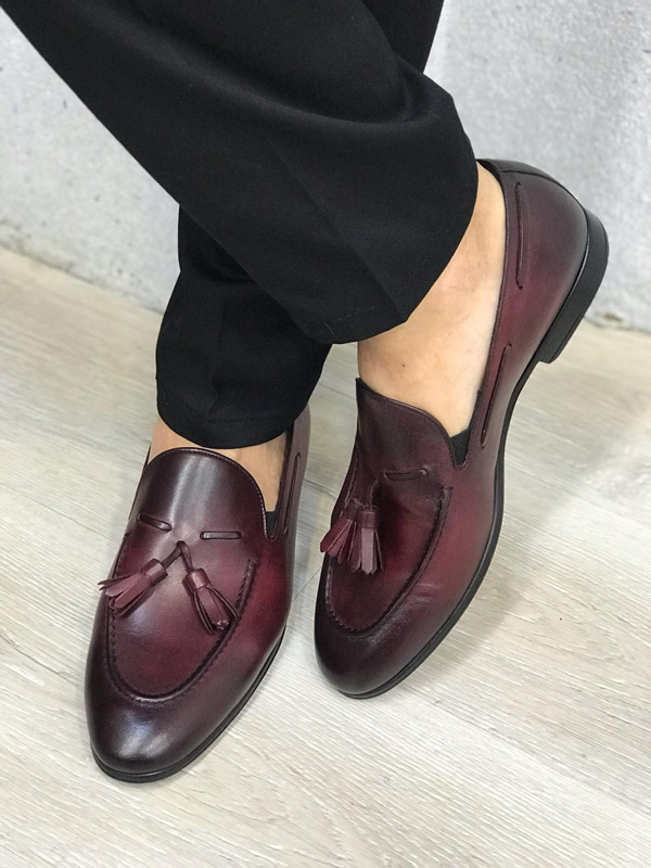 Buy Claret Red Tassel Suede Loafer by GentWith.com with Free Shipping