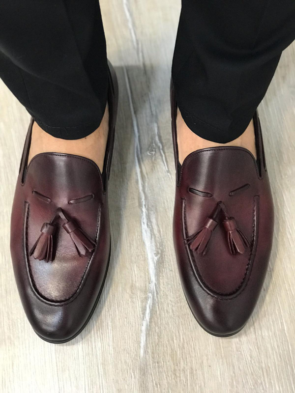 Buy Claret Red Tassel Suede Loafer by GentWith.com with Free Shipping