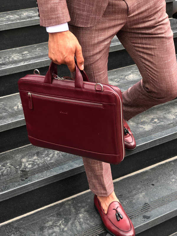 red leather briefcase