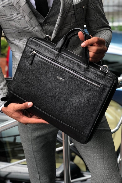 Black Leather Briefcase by GentWith.com with Free Shipping