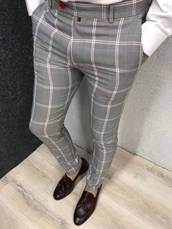 Plaid on sale pants gray