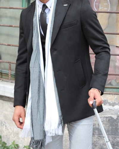Black Slim Fit Wool Coat by GentWith.com with Free Shipping