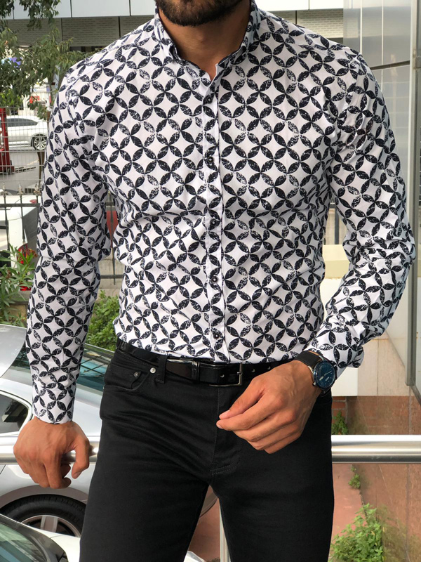 Buy Black Slim Fit Patterned Shirt by GentWith.com with Free Shipping