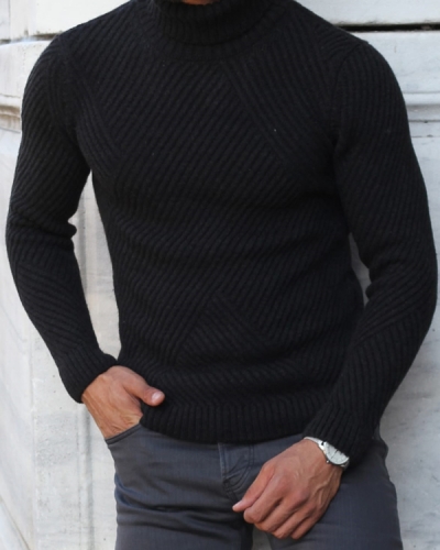 Buy Black Slim Fit Turtleneck Sweater by GentWith | Free Shipping