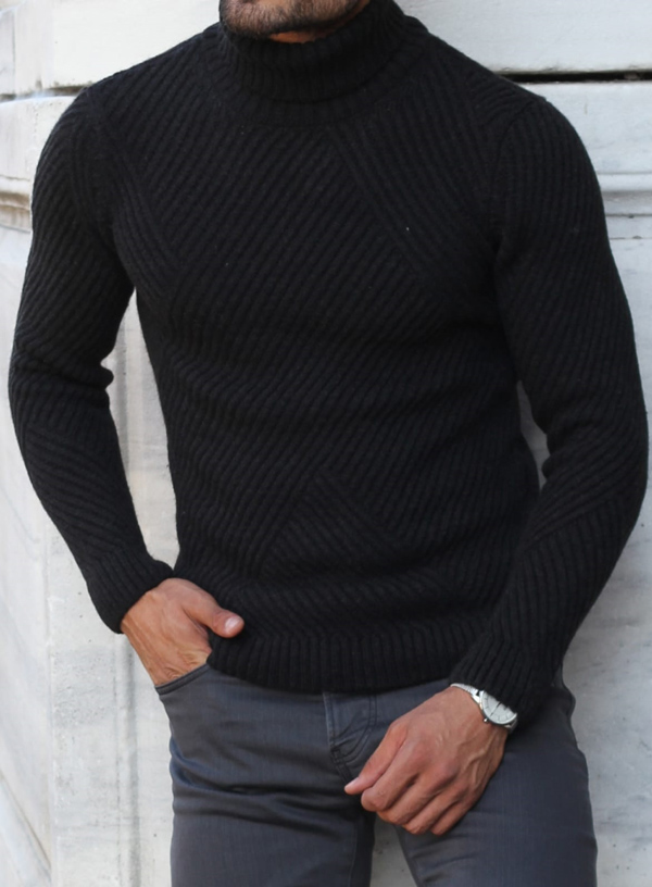GentWith Marina Black Turtleneck Wool Sweater - GENT WITH