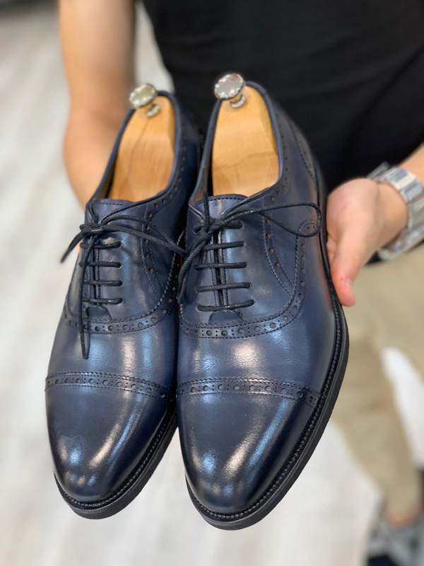 Ade Blue Lace Up Cap Toe Oxfords - GENT WITH