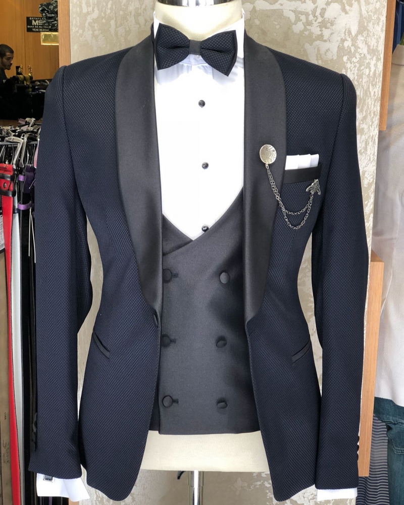 Navy Blue Slim Fit Tuxedo by GentWith.com with Free Shipping