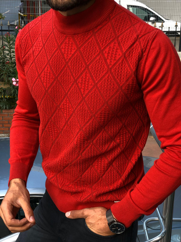 Mens red 2024 mock turtleneck