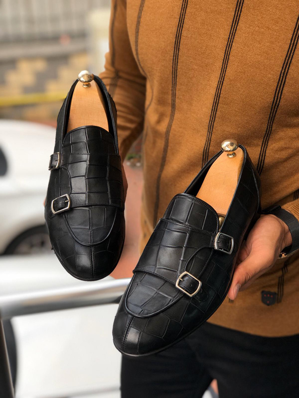 Black Monk Strap Loafer by GentWith.com with Free Shipping