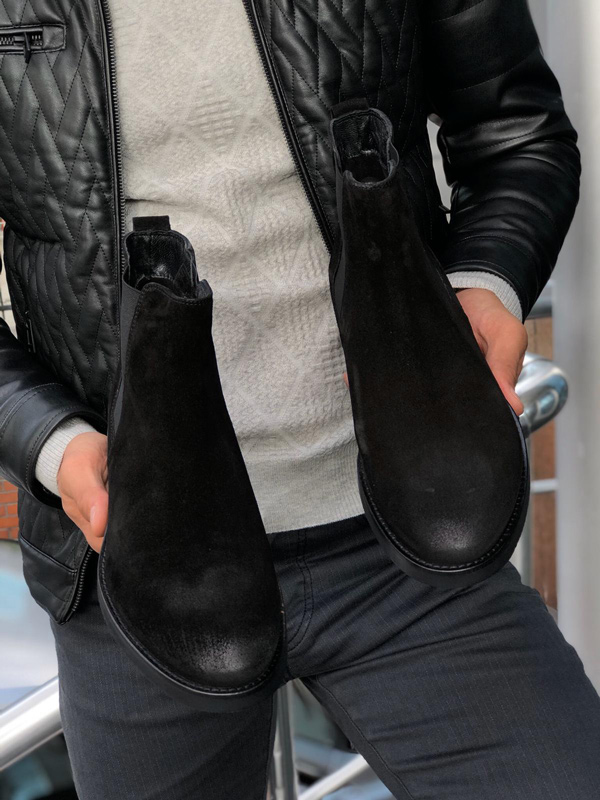 Black Suede Chelsea Boots for Men by GentWith
