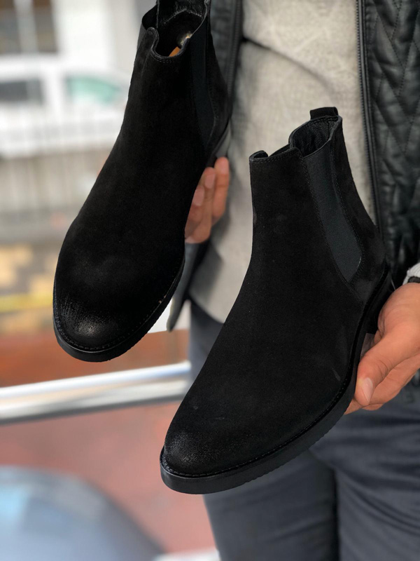 Buy Black Suede Chelsea Boots by 