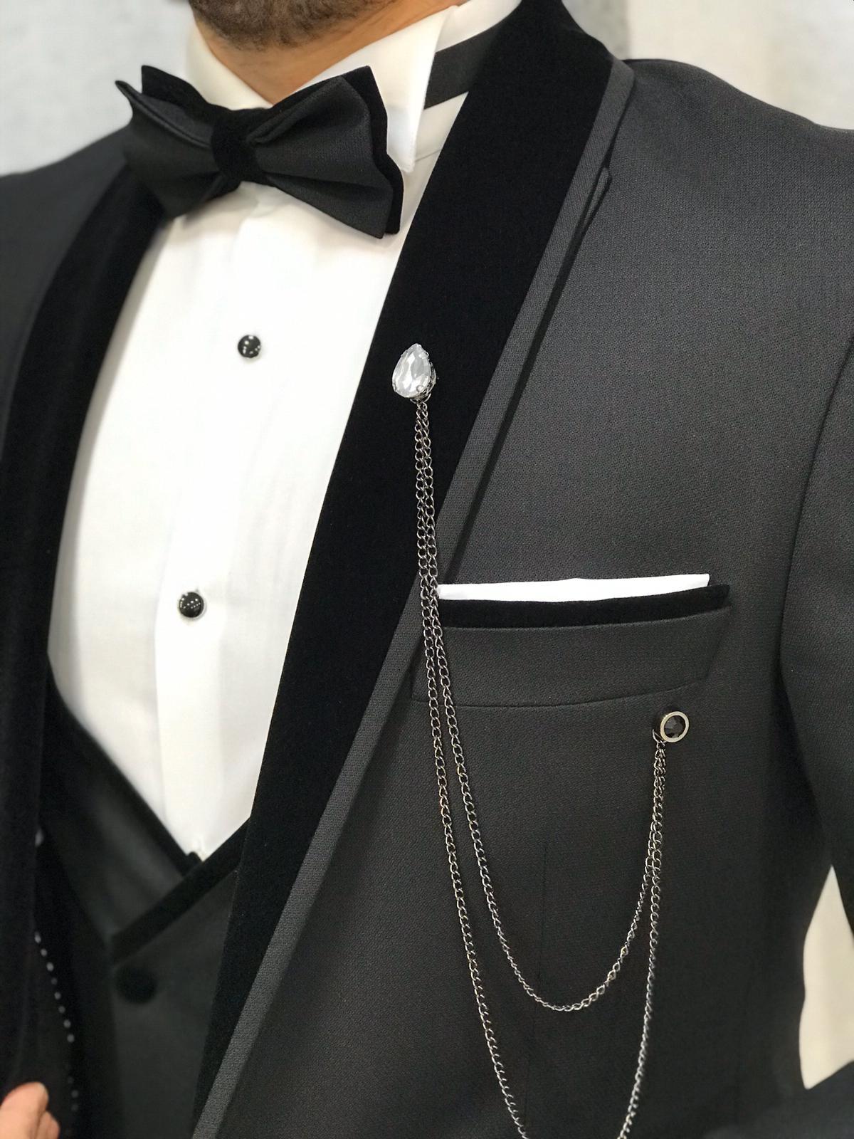 Buy Black Slim Fit Velvet Shawl Collar Tuxedo by GentWith.com