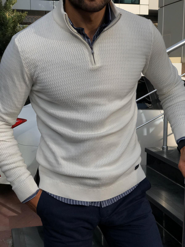 Pivaconis Mens Mock Neck Long Sleeve Half Zipper Pullover Sweater Knitwear