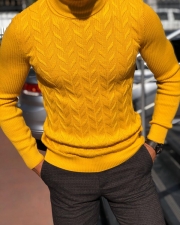 Buy Yellow Slim Fit Mock Turtleneck Wool Sweater by GentWith