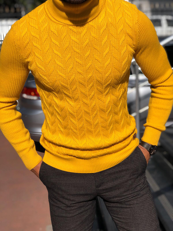 GentWith Marina Yellow Slim Fit Turtleneck Sweater - GENT WITH