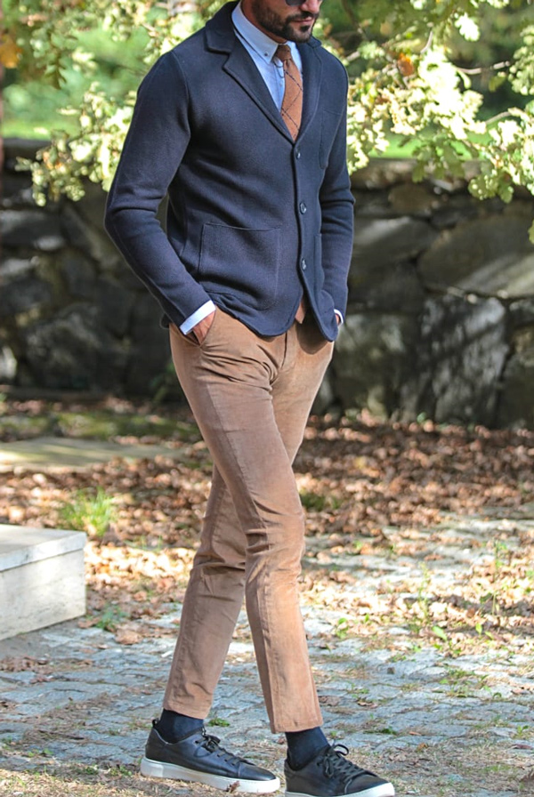 Navy Blue Slim Fit Cardigan by Gentwith.com with Free Shipping