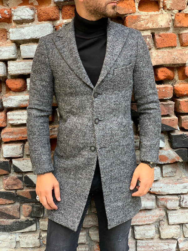 Oliver Gray Slim Fit Wool Long Coat - GENT WITH