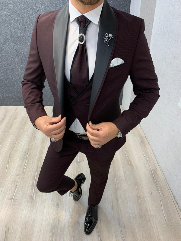 Buy Claret Red Slim Fit Groom Suit by GentWith.com with Free Shipping