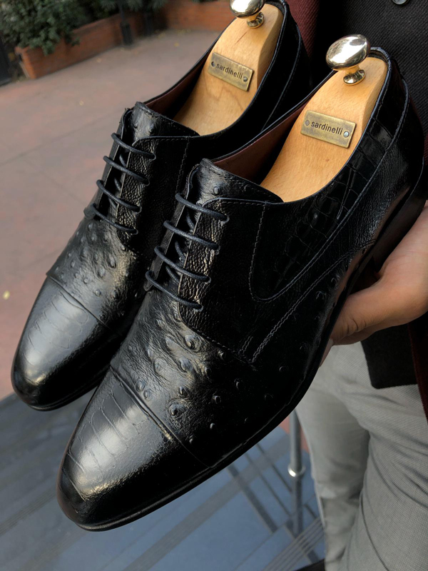 Black Laced Leather Oxford by GentWith.com with Free Shipping Worldwide