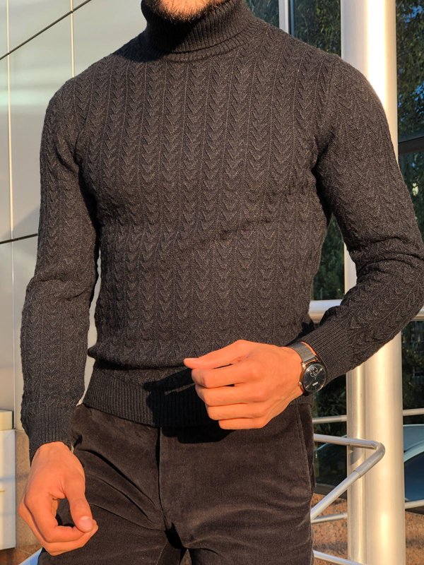 GentWith Felix Black Slim Fit Turtleneck Sweater - GENT WITH