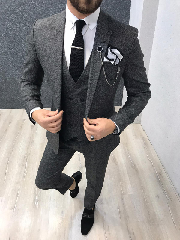 Kenzie Dark Gray Slim Fit Wool Suit - GENT WITH